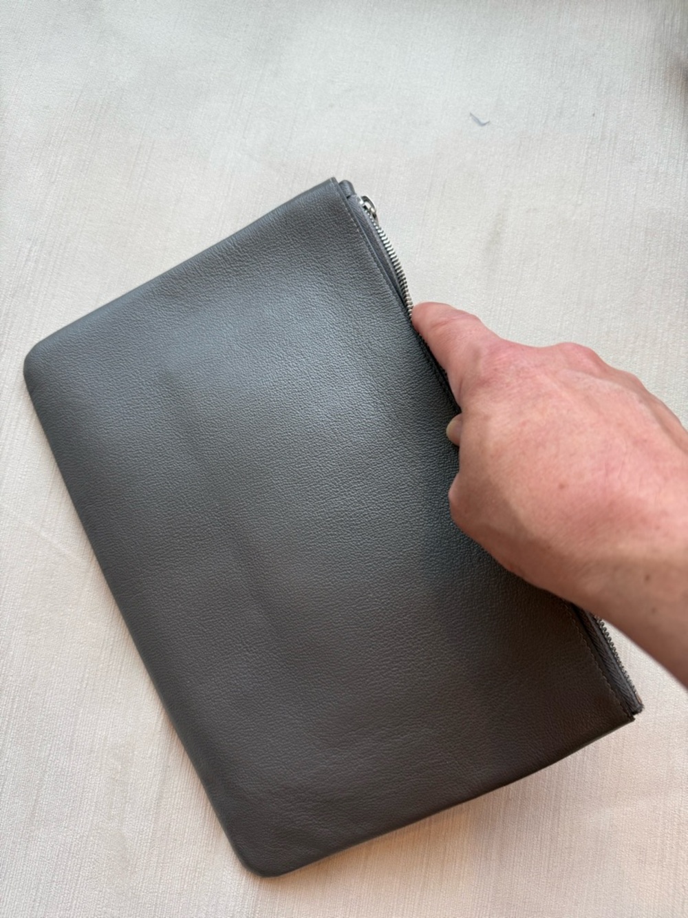 Burberry Gray Embossed Leather Toiletry Pouch - Picture 3 of 7